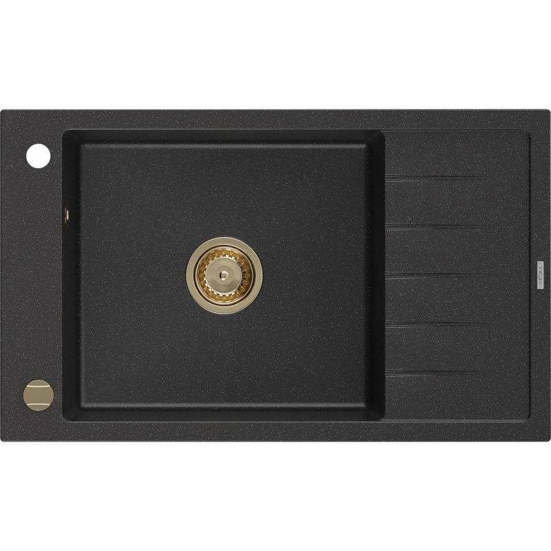 Zlewozmywak wpuszczany Mexen Elias 1-komorowy czarny/złoty metalik 795x480 mm - 6511791005-75 1 szt.