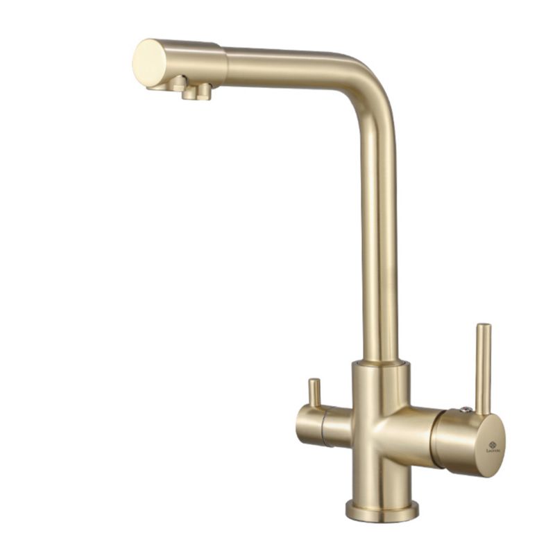 Bateria kuchenna Lauferi LAYNA mosiężna z wyciąganą wylewką filtr szczotkowane złoto retro 1 szt.