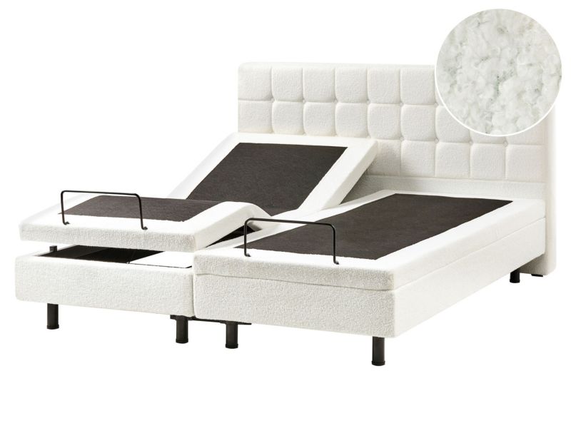 Łóżko regulowane Boucle Duke 160 x 200 cm Złamana biel 1 szt.