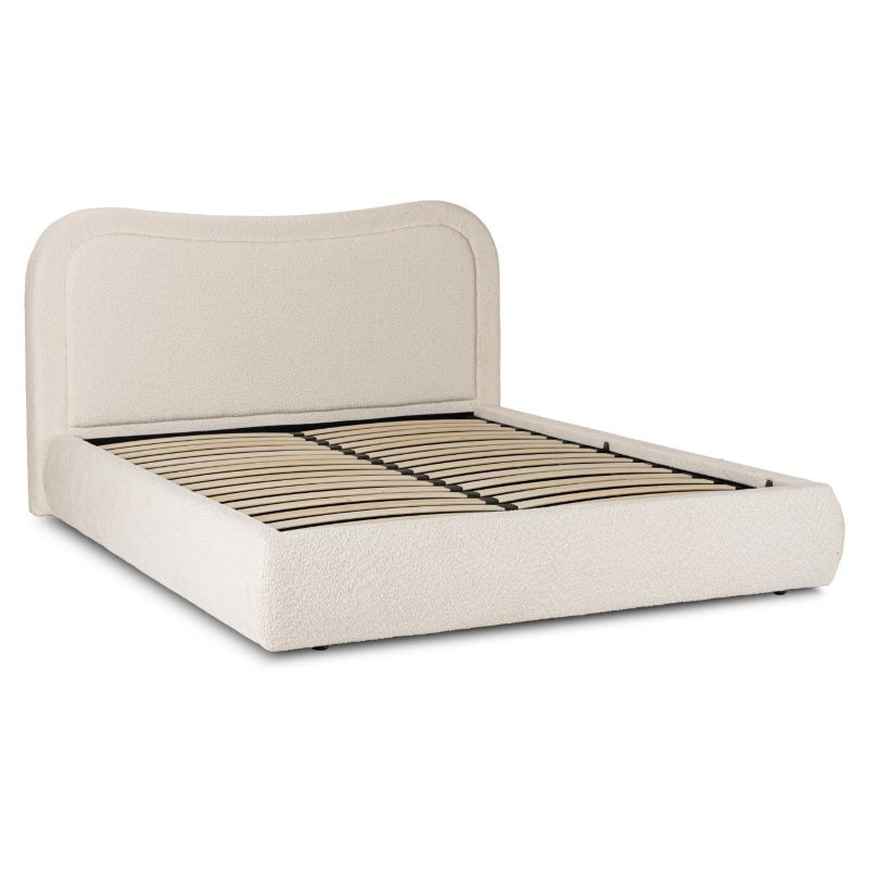 Łóżko Mebel Elite HAGA 160x200 Tapicerowane Dwuosobowe Do Sypialni Baranek Krem 1 szt