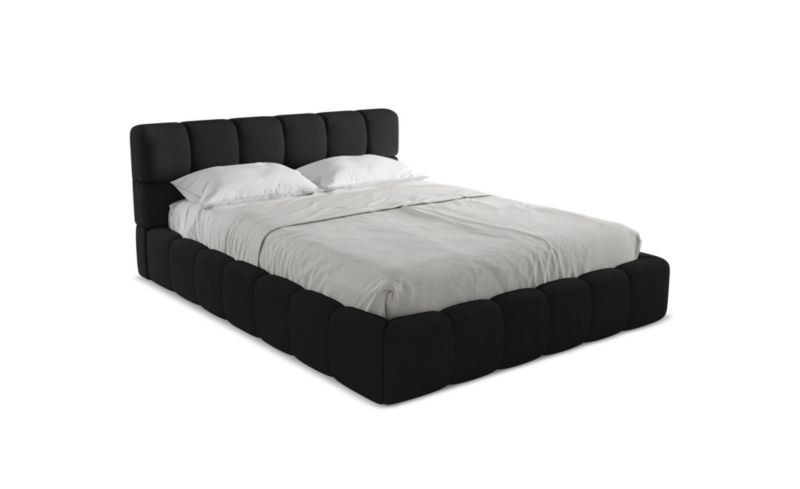 Łóżko LaMiaSofa Nalu z tkaniny szenilowej 160x200 czarny 1 szt.