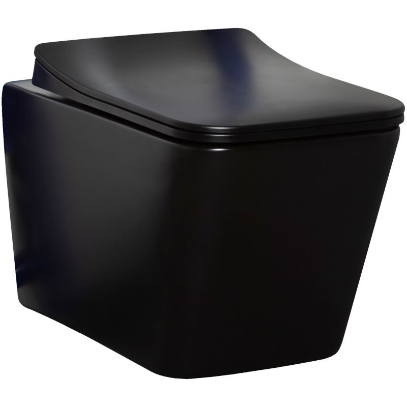 Miska wc wisząca Kerra Tinos BLM bezkołnierzowa czarna z deską duroplast 1 szt.