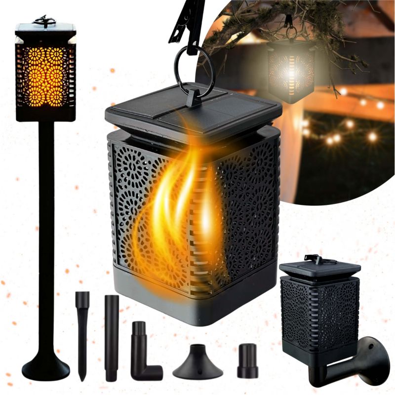 BLIXTAR Lampa Solarna 3w1 Ogrodowa LED, Lampion, Pochodnia Efekt Płomienia Latarnia