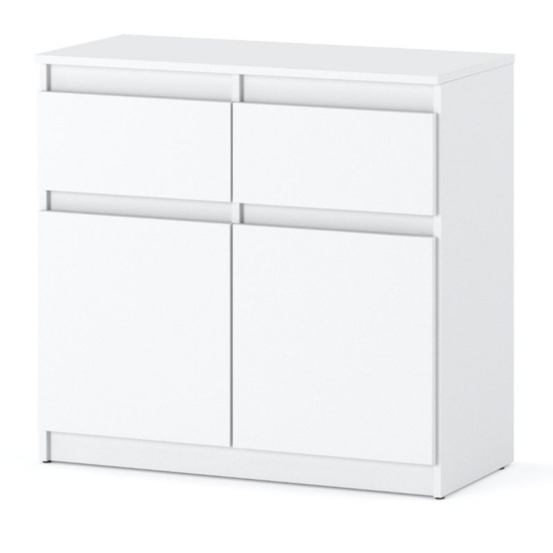 Komoda Hurtownia-Mebli Szuflady 2 Oleksa 2D2SZ 80cm Biały Mat Biały Mat 80x35x75 cm 1szt.