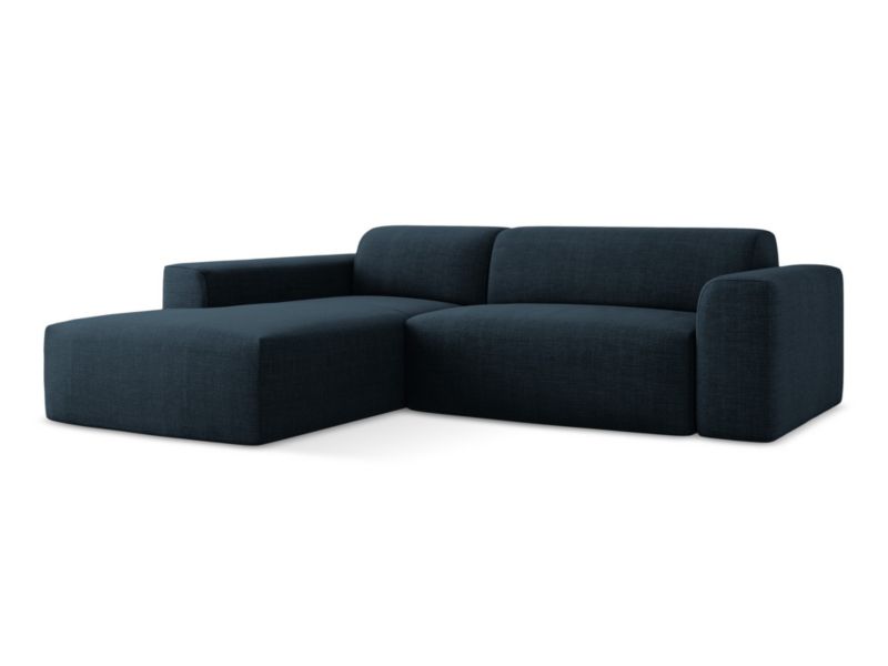 Narożnik prawostronny LaMiaSofa BOVA z tkaniny strukturalnej 240x90 cm królewski niebieski 1 szt.