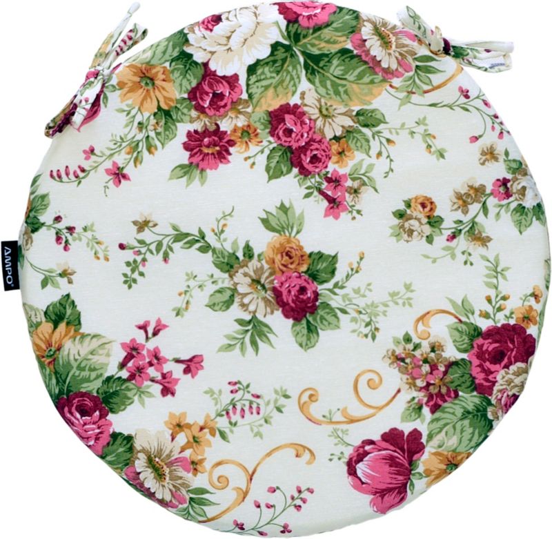 Poduszka na krzesło okrągłe poduszka okrągła AMPO różowy biały 1 szt.