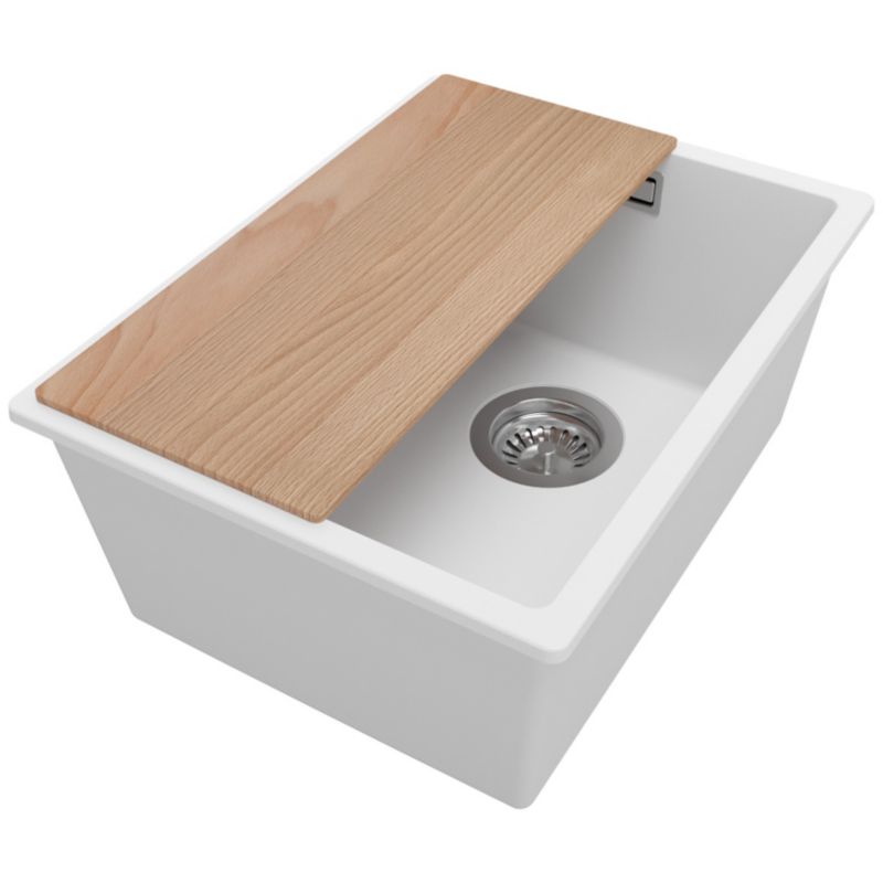 Zlewozmywak Londyn Slim PRIMAGRAN Nablatowy 36x47cm do szafki od 40cm z Syfonem i Dodatkiem Biały 1 szt.