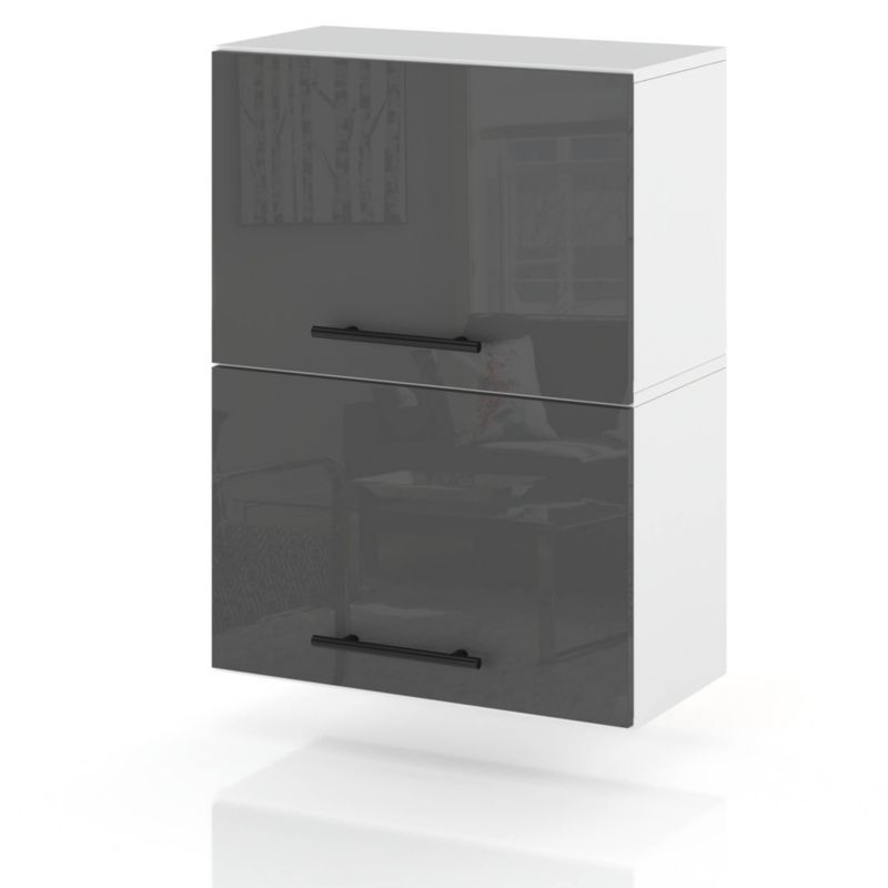 Szafka Kuchenna Hurtownia-Mebli Wisząca Klapowa W50K sPremium 50cm Biały Mat Szary Połysk 50x32x72 cm 1szt.