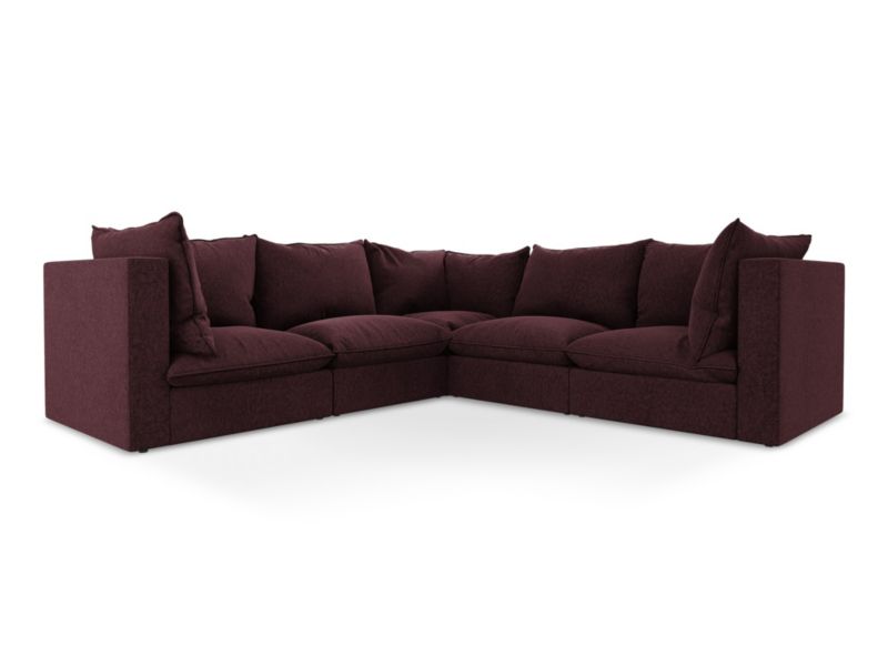 Modułowy narożnik LaMiaSofa RAVENNA z tkaniny welwetowej 255x255 cm burgundowy 1 szt.