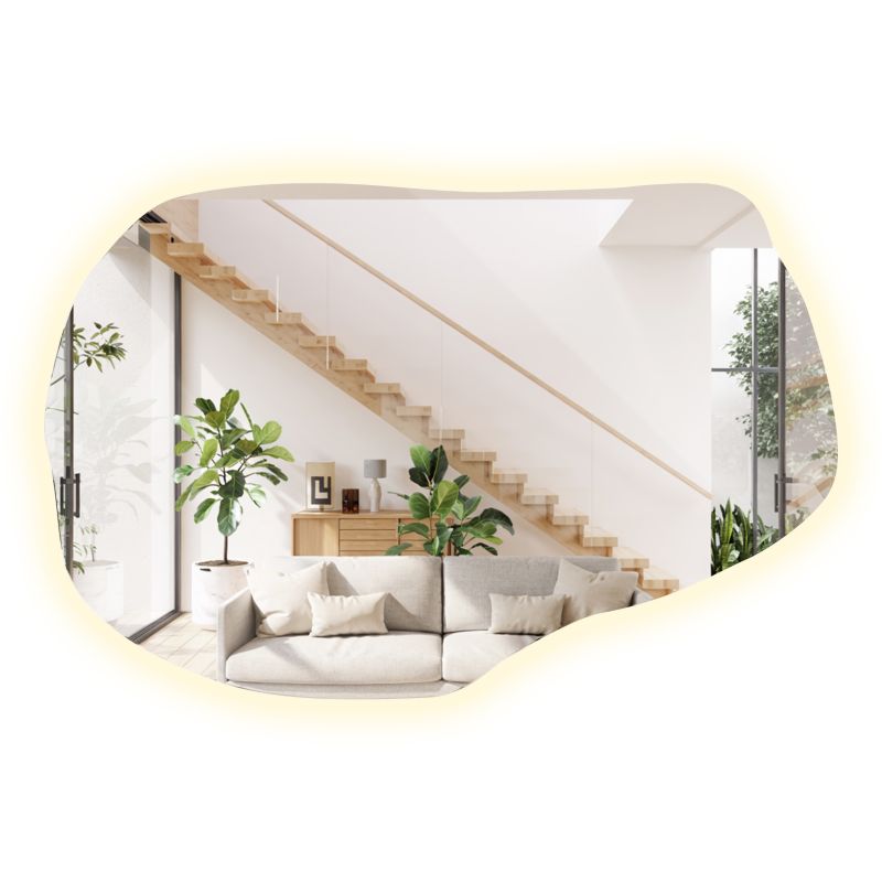 Lustro Organiczne LED ArtPrintCave 80 x 52 cm Minimalistyczne Nieregularne Podświetlane Neutralne Do Łazienki 1 szt.