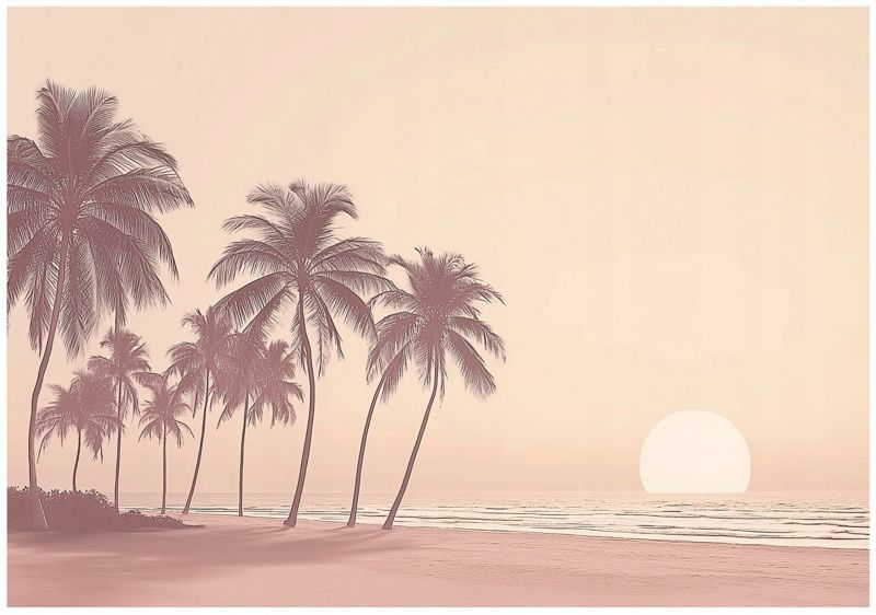 Tapeta Do Salonu Plaża Palmy WALLARENA 350x250 cm Fototapeta Nowoczesna Dekoracja 1 szt.