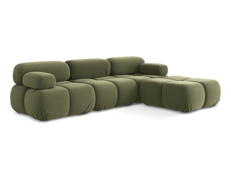 Modułowy narożnik uniwersalny LaMiaSofa SANREMO z tkaniny welwetowej 285x191 cm oliwkowy 1 szt.