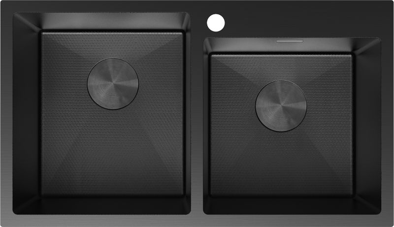 Zlewozmywak stalowy Mexen Xorin czarny 780x450 2-komorowy 1 szt.