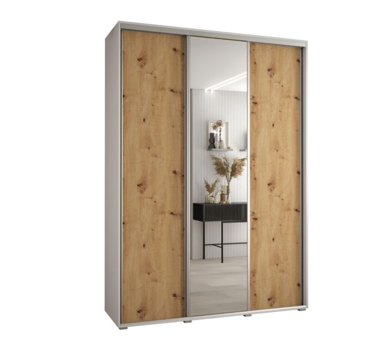 Szafa przesuwna Abiks DAVOS 3 wysoka szer.180cm gł.60cm biały/artisan/srebrny 1szt.