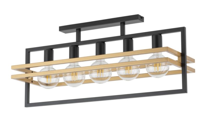 Lampa sufitowa wisząca Sigma Lighting Merci 0454 czarno-złota dekoracyjna 5xE27 x 1 szt.