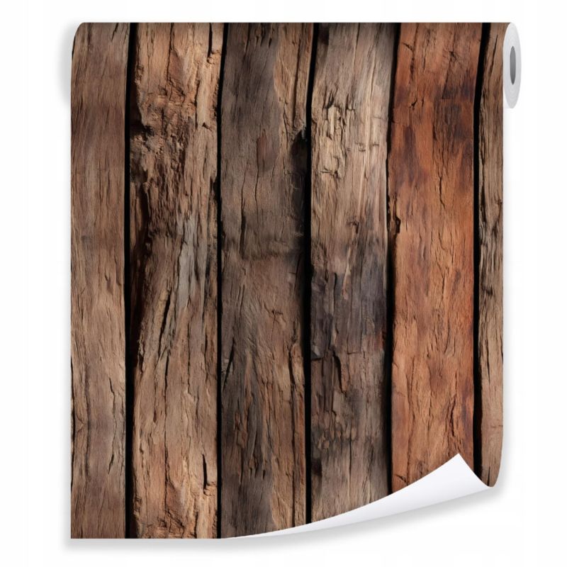 Tapeta WALLARENA Do Sypialni Salonu Na Flizelinie Drewno Natura Deski Brązowy 50x1000 cm T15795VE 1 szt.