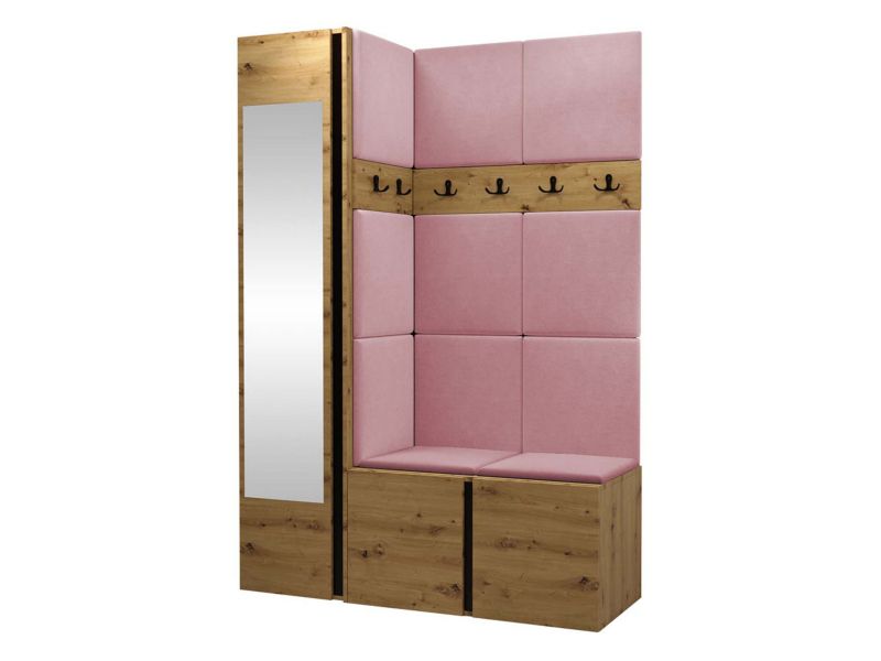 Garderoba MIRJAN 24 Orion X dąb artisan/czarny + różowy 1 kpl.