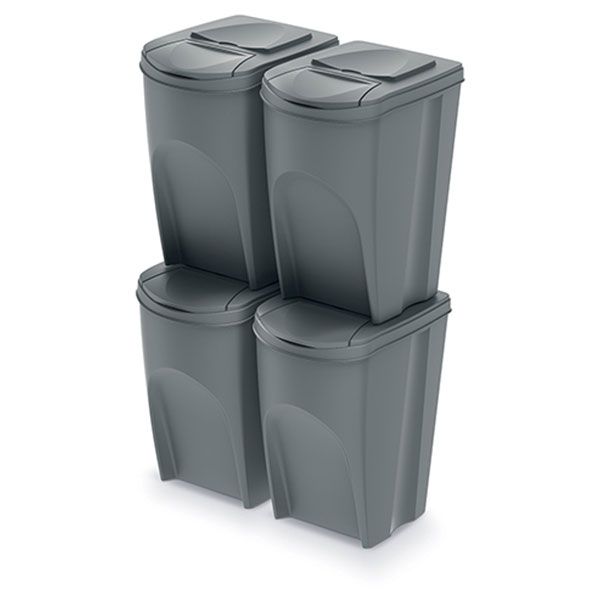 Zestaw Prosperplast Koszy do segregacji odpadów 4 x 35l szare SORTI BOX Keden IKWB35S4-405U 1kpl.