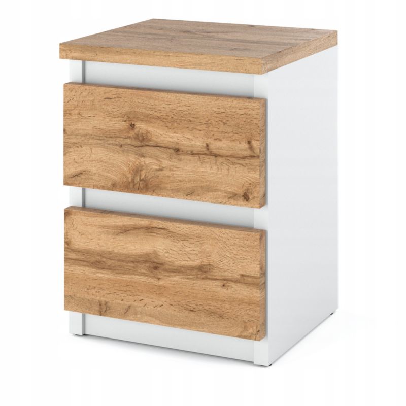 Szafka Nocna Stiv-Meble 2 Szuflady 30 Cm Biały Mat Dąb Wotan 30X30X40 Cm 1Szt.