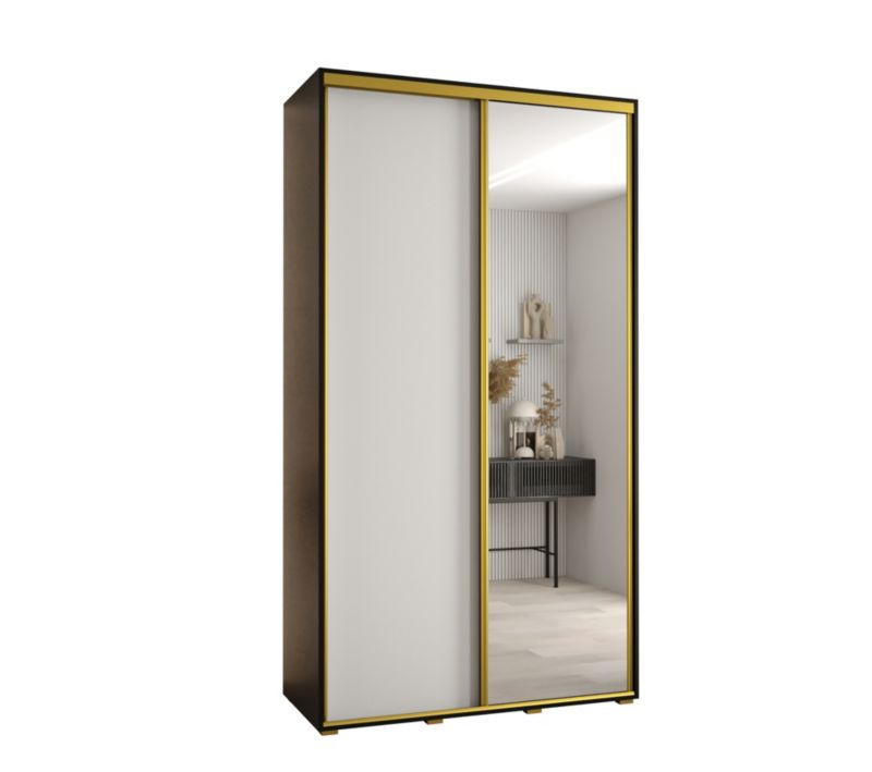 Szafa przesuwna Abiks DAVOS 3 wysoka szer.130cm gł.45cm czarny/biały/złoty 1szt.