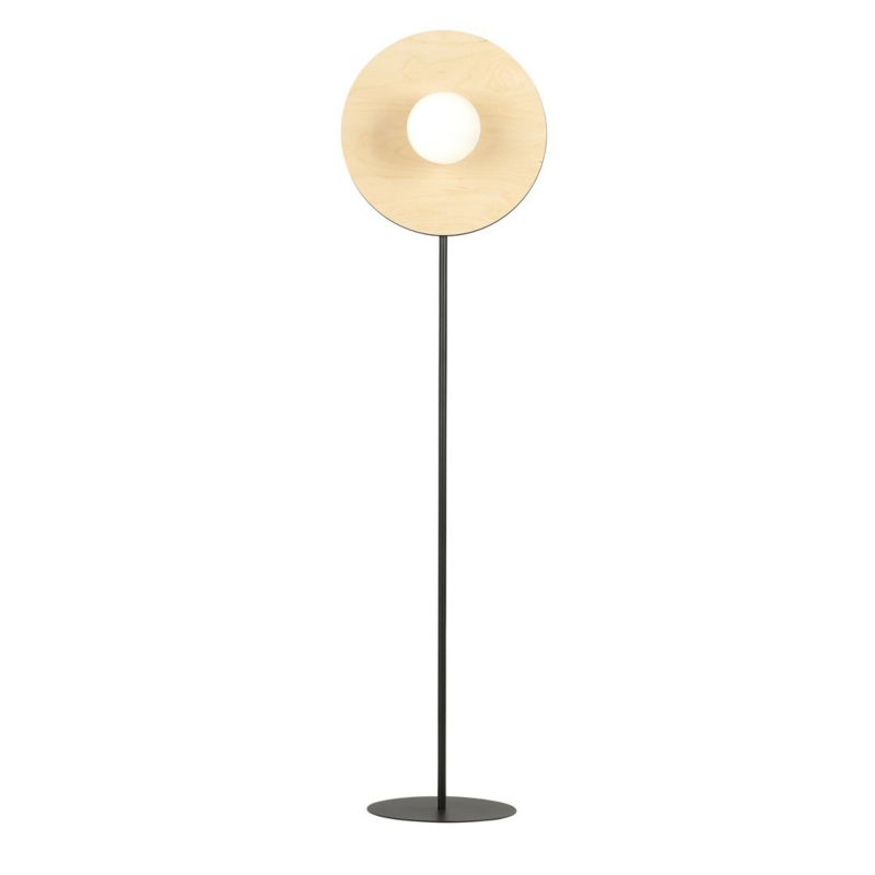 Lampa podłogowa stojąca Emibig Soho czarno-biała-jasne drewno 1 x E14 x 10W wym: 150 x 30 cm - 1 szt.