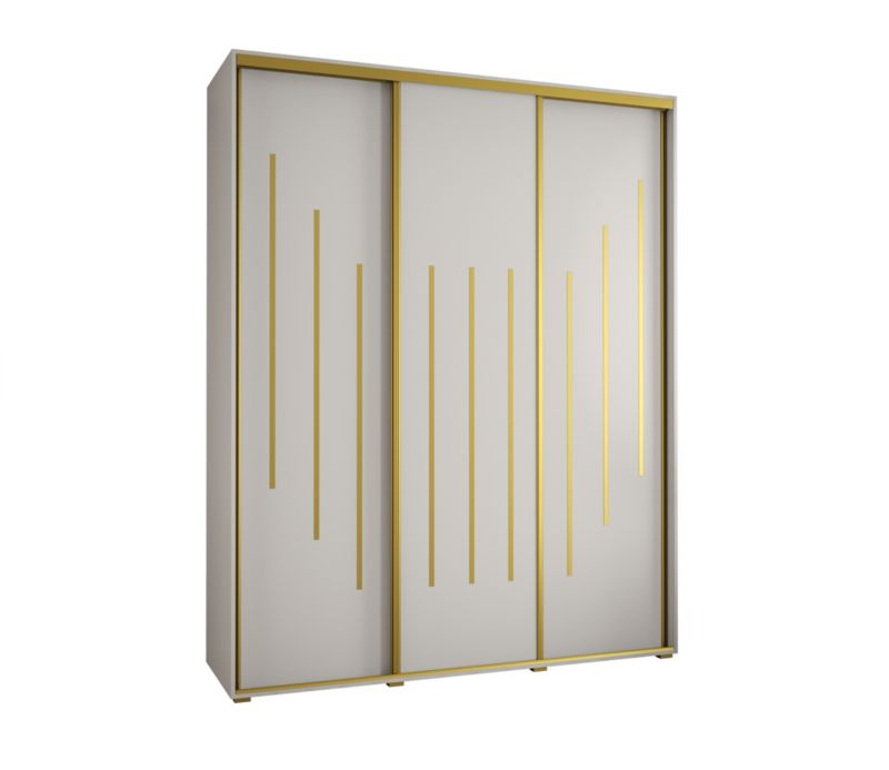 Szafa przesuwna Abiks DAVOS 8 wysoka szer.200cm gł.45cm biały/biały/złoty 1szt.