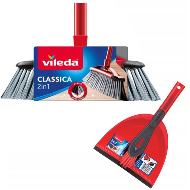 Zestaw szczotka uniwersalna zmiotka szufelka VILEDA 130cm czerwona 1szt.