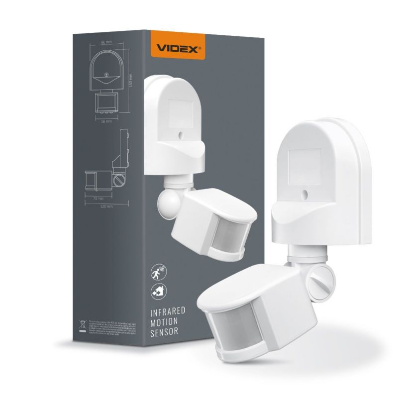 Czujnik ruchu Videx podczerwień PIR biały do 8 metrów natynkowy ścienno-sufitowy IP44 wym: 15 x 8,6 x 12 cm - 1 szt.