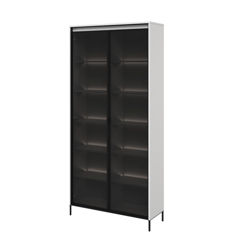 Witryna dwudrzwiowa Bettso Trend wysoka z oświetleniem LED i przeszklonym frontem biały 1szt.