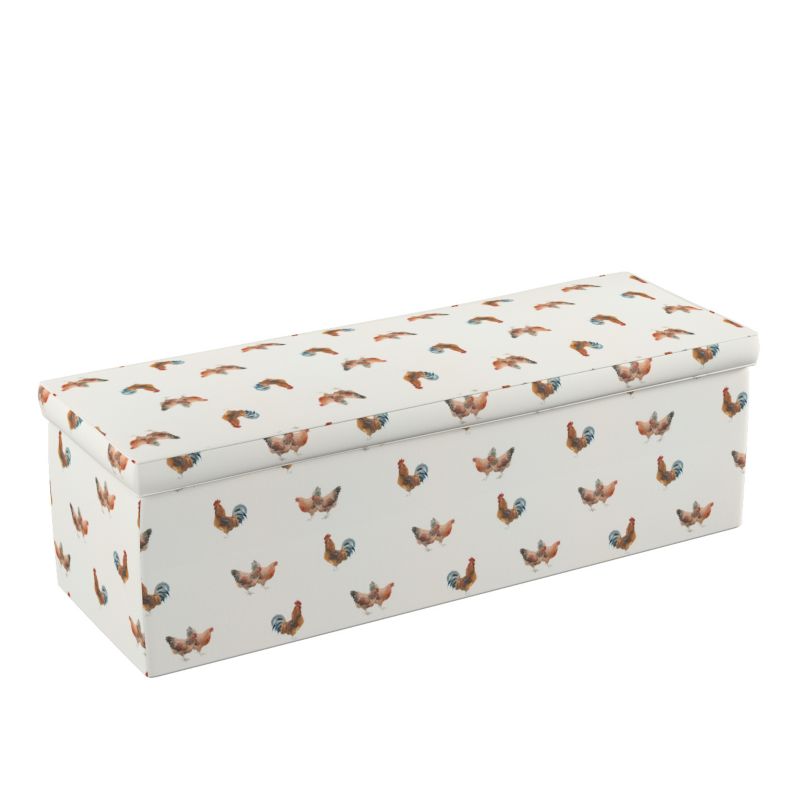 Skrzynia tapicerowana Dekoria 120 x 40 x 40 cm brązowe kurki na kremowym tle 1 szt.