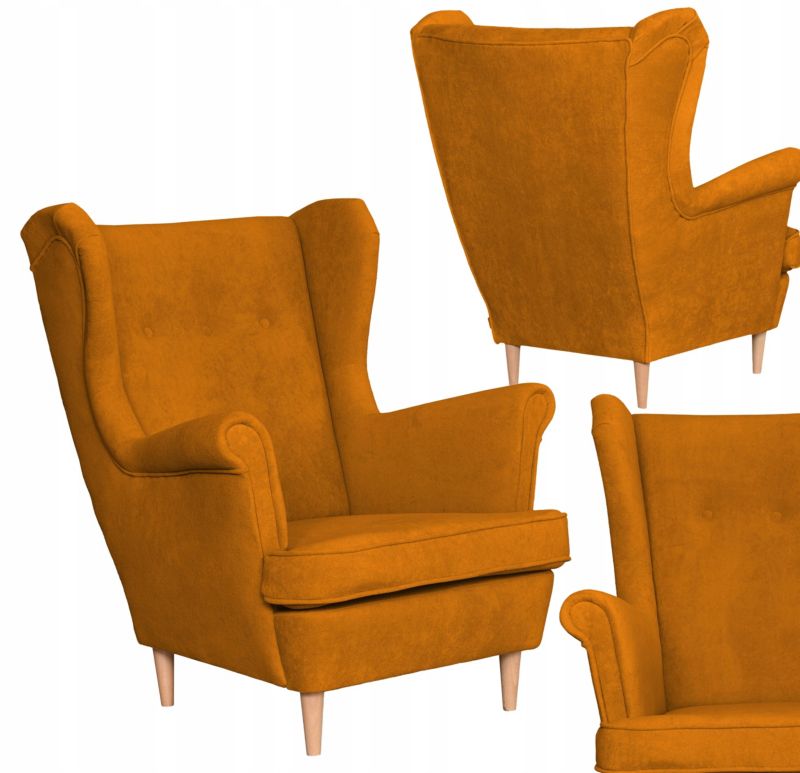 Fotel uszak do salonu Family Meble Hunter musztardowy 1szt