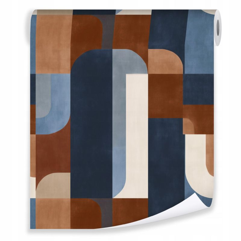 Tapeta WALLARENA Do Sypialni Salonu Na Flizelinie Art Deco Geometryczna Abstrakcja Niebieski 50x1000 cm T15799VE 1 szt.