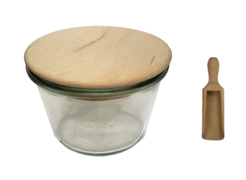 Słoik MODO24 Weck 370 ml fi 100 mold drewniane wieko miarka 1 kpl.