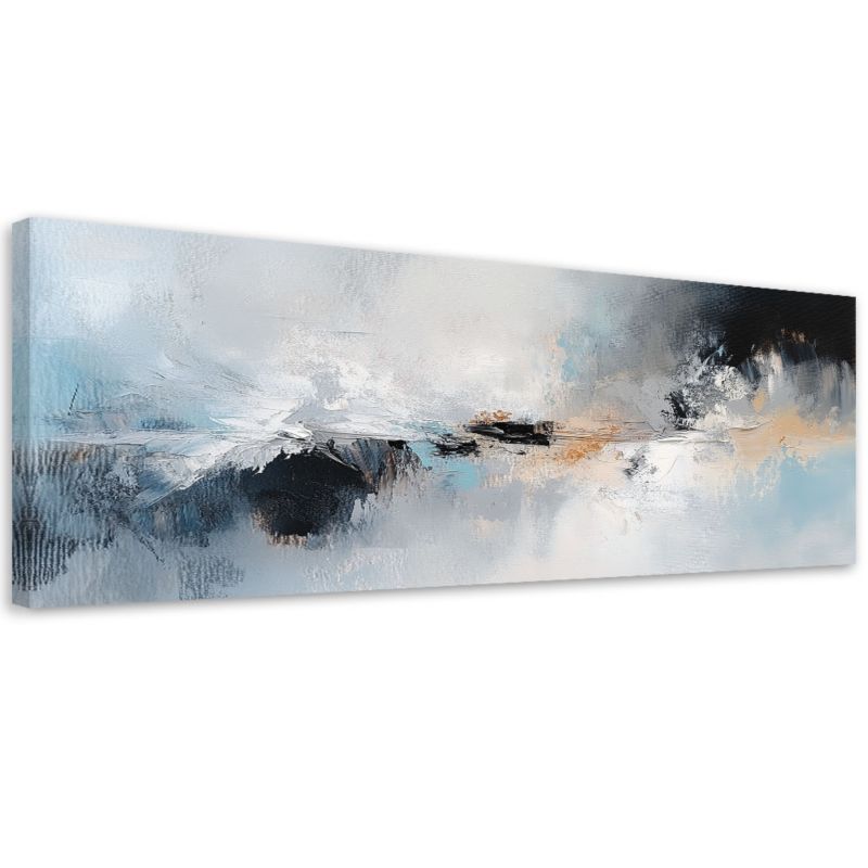 Obraz na płótnie Feeby Nowoczesna Abstrakcja Niebieski Szary Złoty 90x30cm 1szt