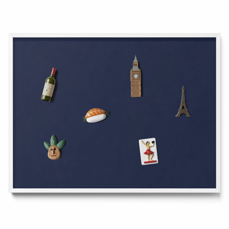 Tablica magnetyczna na ścianę Tulup 80x60 cm Kolor ciemny granatowy w białej ramie 1 szt.