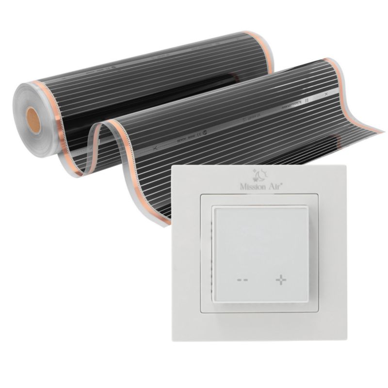 Zestaw folii grzewczych Mission Air IR SILVER 160W 1m²,szer.100cm + Aries LCD Biały 1szt