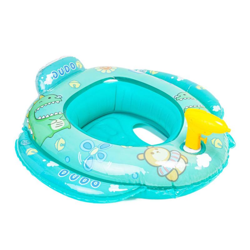 Materac dmuchany Be-active.pl pontonik do pływania siedzisko z pistoletem zielony 1szt