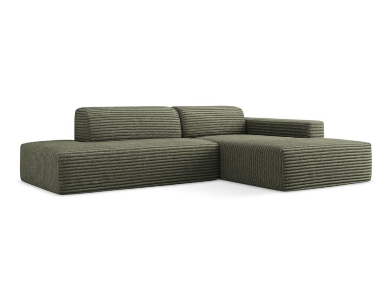 Narożnik lewostronny LaMiaSofa BOVA z tkaniny sztruksowej 240x90 cm oliwkowy 1 szt.