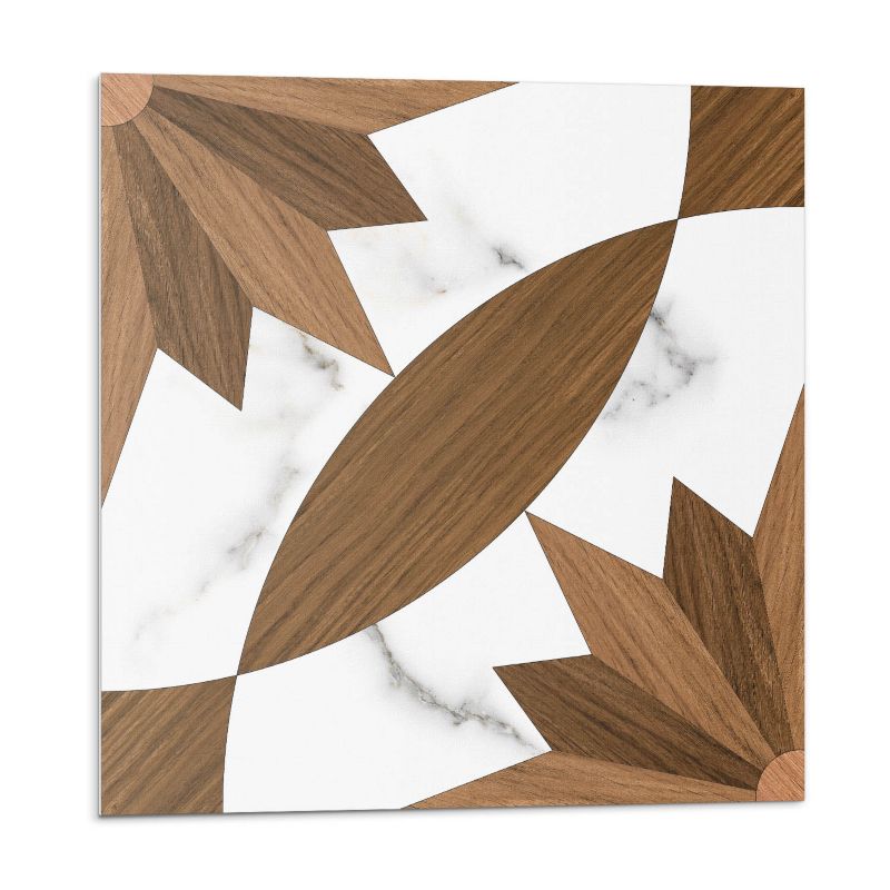 Kafelki samoprzylepne Wallfluent 30x30 cm Drewniane motywy w geometrycznym stylu 9 szt.