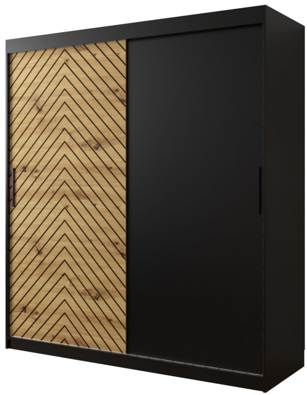 Szafa przesuwna Garderoba Abiks Jodełka 180 czarny + artisan 1 szt.