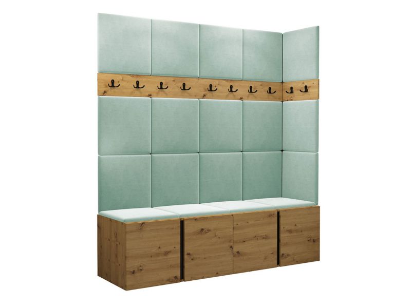 Garderoba MIRJAN 24 Orion II dąb artisan/czarny + miętowy 1 kpl.