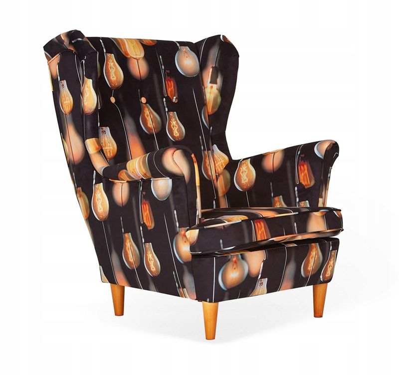 Fotel uszak do salonu Family Meble ARI PRINT lampki 1szt