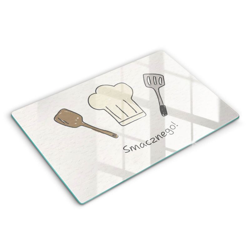 Szklana deska do krojenia Wallfluent 80x52 cm Napis: Smacznego 1 szt.