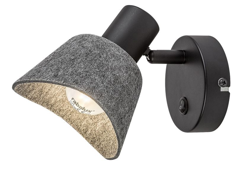 Kinkiet ścienny Rabalux Farelia czarno-popielaty z włącznikiem do sypialni 1 x E14 x IP20 wym: 11 x 17 cm - 1 szt.