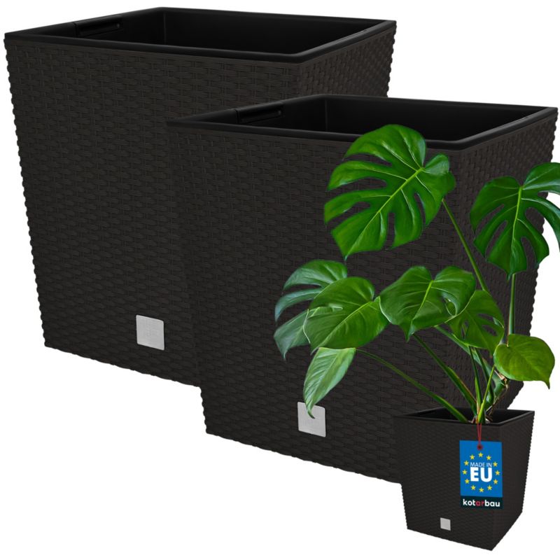 Doniczka ogrodowa KOTARBAU rattan z wkładem umbra 40x40 cm 2 szt.
