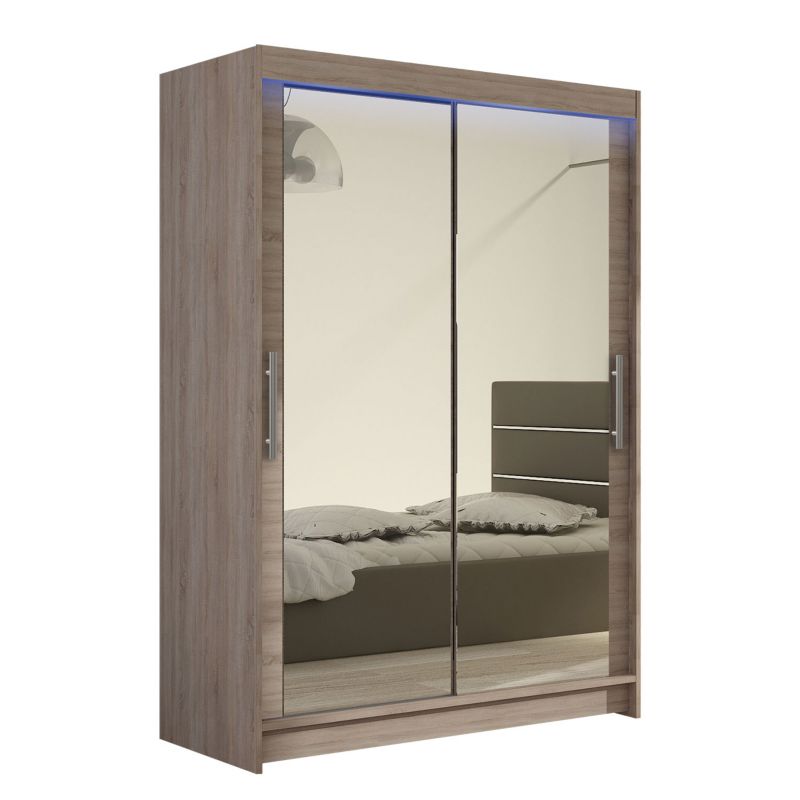 Szafa MIRJAN 24 z drzwiami przesuwnymi Miami VII z oświetleniem RGB trufel/lustro 1 szt.