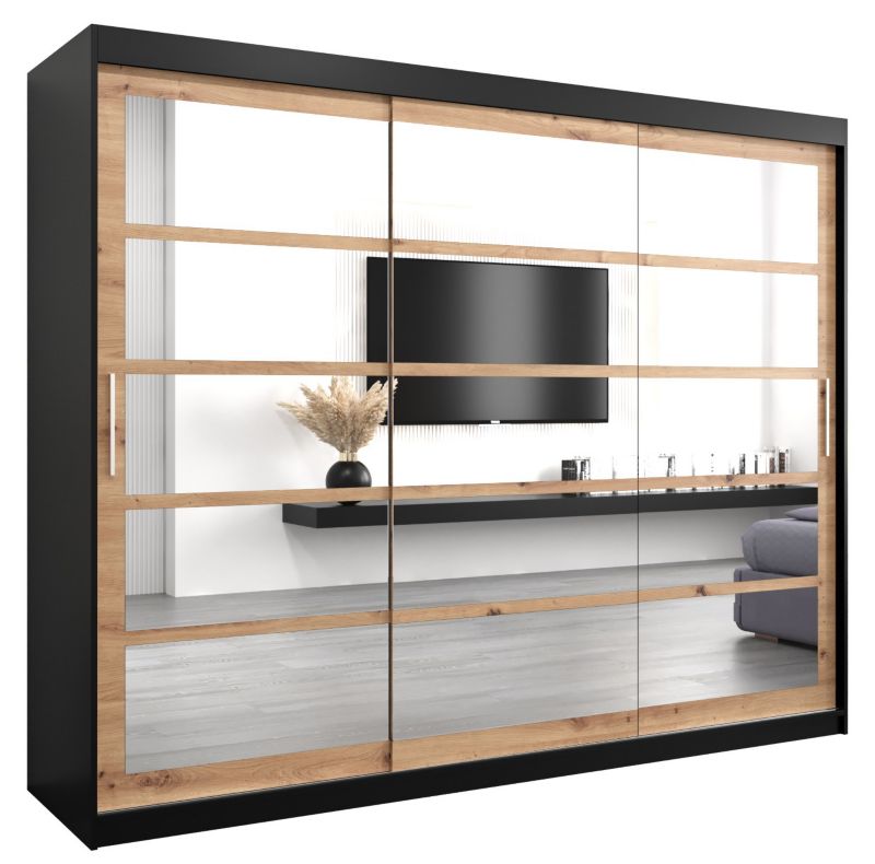 Szafa przesuwna Abiks ROMA 2 250 czarny mat + artisan 1 szt.