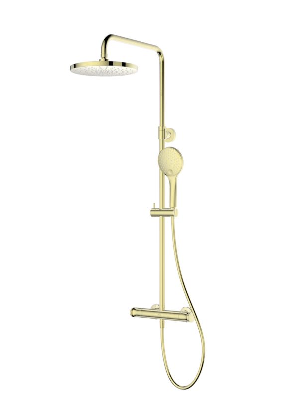Zestaw prysznicowy Oltens Vatten termostatyczny złoty połysk deszczownica 1 szt.