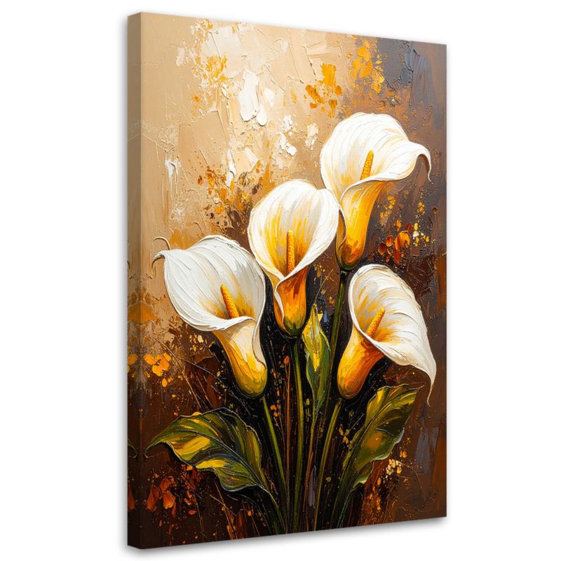 Obraz do salonu sypialni Feeby Kalie Białe Kwiaty jak malowane 60x90cm 1szt