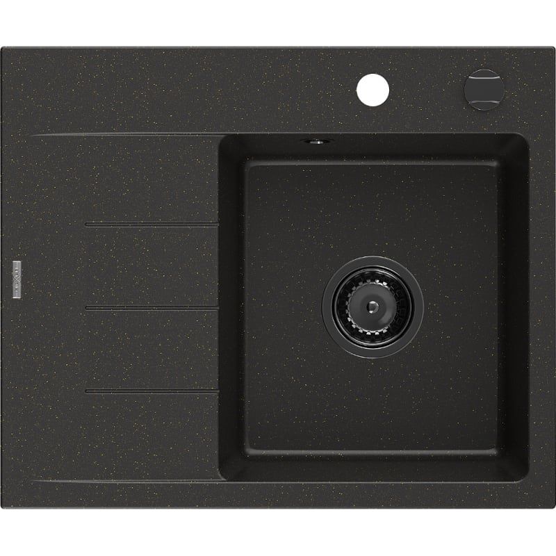 Zlewozmywak wpuszczany Mexen Ben 1-komorowy czarny/złoty metalik 600x500 mm - 6523605000-75 1 szt.